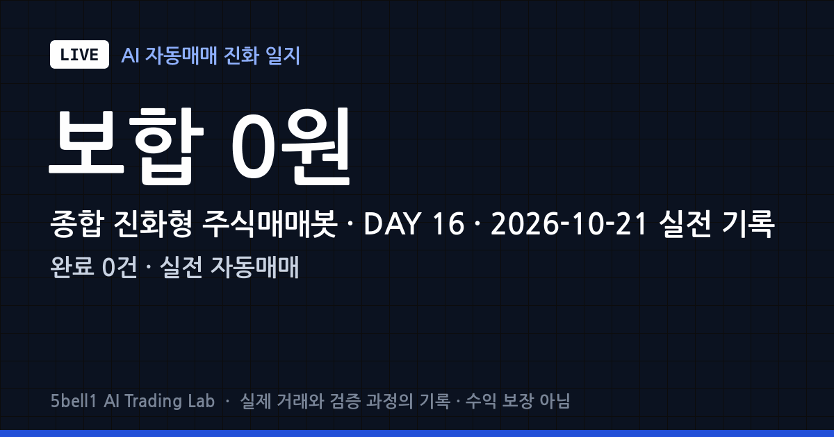 [LIVE #16] 2026-10-21 · 청산한 거래 없음