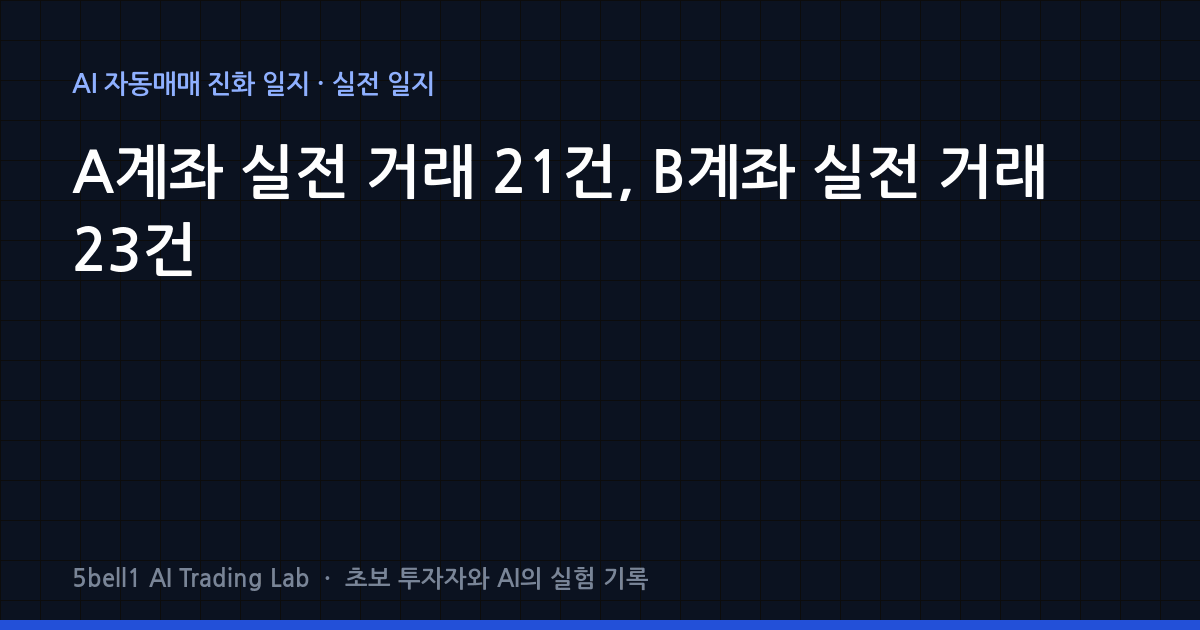 A계좌 실전 거래 21건, B계좌 실전 거래 23건